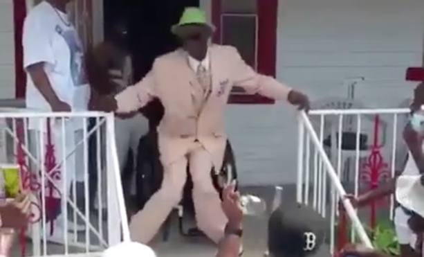 Disabled Old Man Shows Off His Dance Moves!