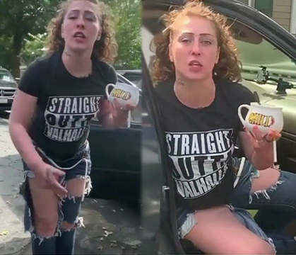SMH: Woman Shows Off Her Nazi Tattoo And Calls Black Man The N-Word During A Racist Rant!