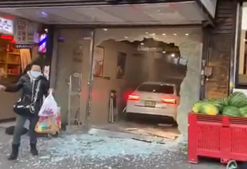 NYC Road Rage: Fella Gets Hit With A Bat... Then Got Ran Over With A Car And Through A Store Window!