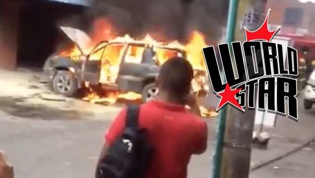 Not So Smart: What Happens When You're Too Close To An SUV Engulfed In Flames!