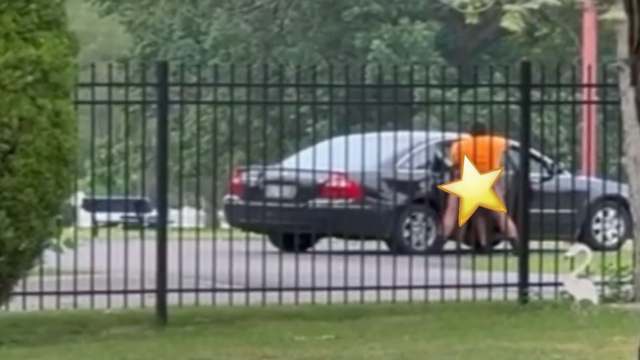 Caught Em In The Act: Dude Gets Caught By A Passerby Deep In Some Guts On Church Grounds In Broad Daylight!