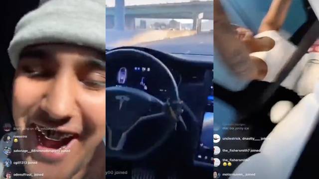 Scary Situation: Dude’s Self Driving Car Loses Control On The Freeway While On IG Live!