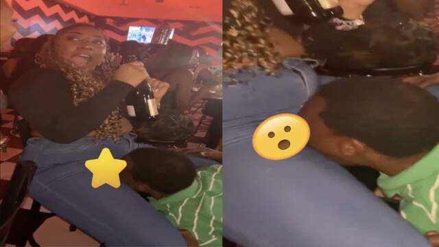 No Shame Whatsoever: Dude Gets Spotted Eating A Chick Out Through Her Jeans Inside A Club!