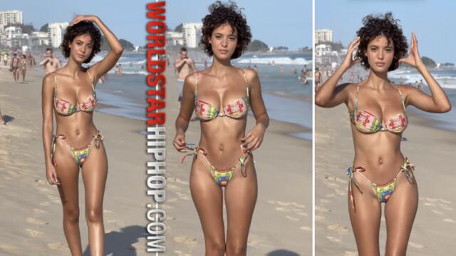 Real Or AI? Gorgeous Brazilian Chick Posing For Pictures At The Beach!